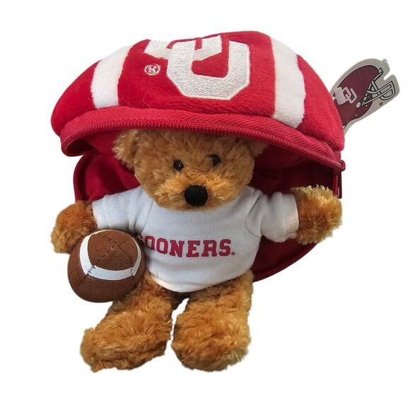 Vintage Oklahoma University Stuffed Bear in a OU Football 2000 Toy Boomer Sooner - Picture 1 of 9